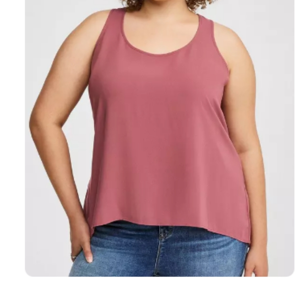 Torrid 3 Women's Plus Size Challis Sleeveless Hi-Low Tank Top Shirt Wild Ginger